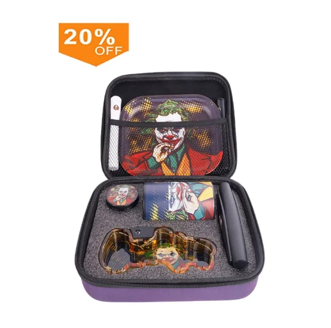 Wholesale Newest Arrival Herb Tobacco Rolling Tray Herb Grinder Glass Ashtray 4 In 1 Smoking Kit
