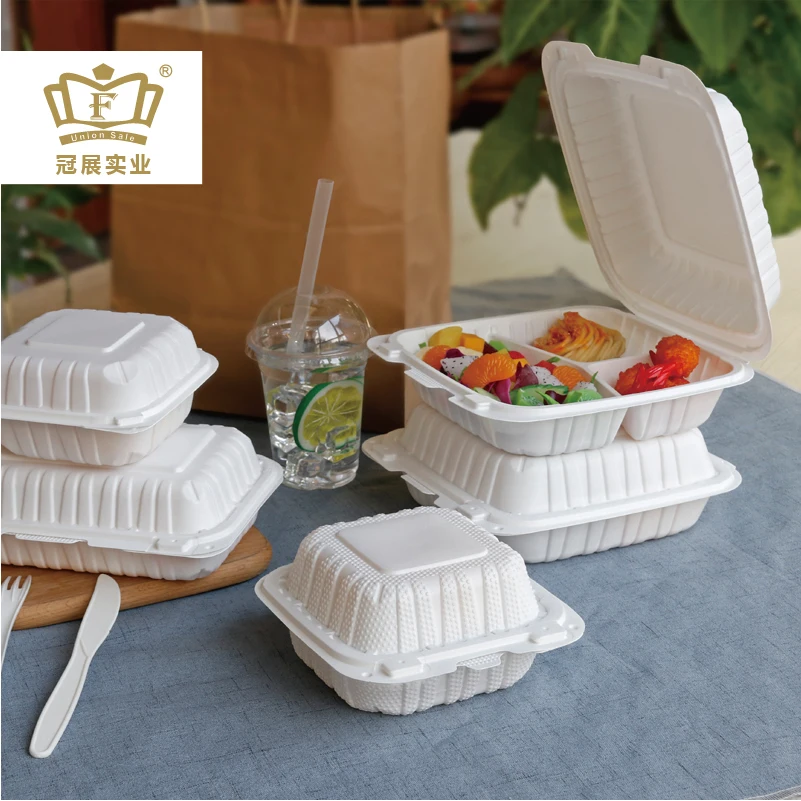 To go box mineral filled pp hinged lid plastic food containers 1 compartment and 3 compartments MFPP for Restaurant  packaging