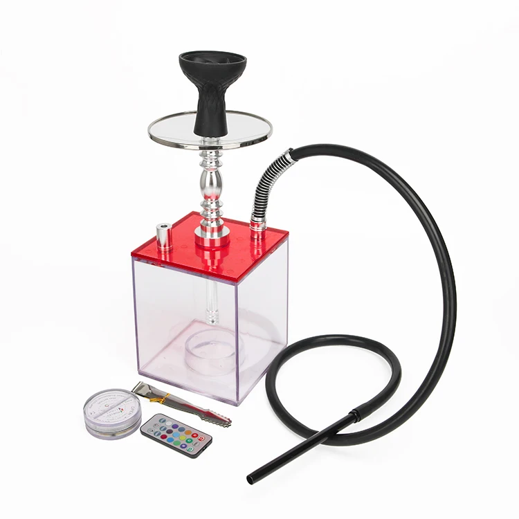 transparent clear high quality square flash light hookah shisha