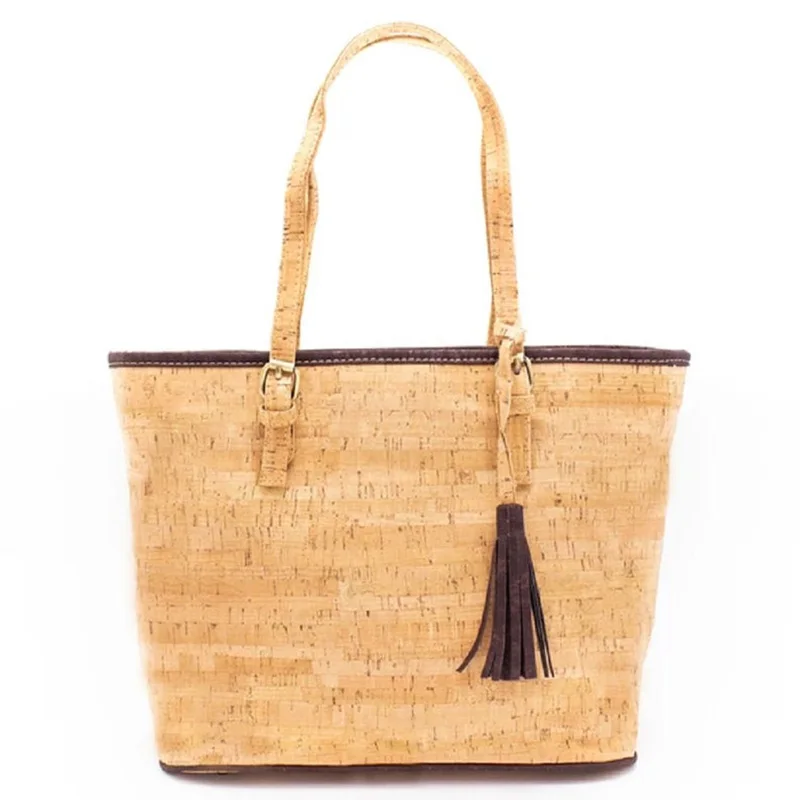 Eco Friendly Purses Wholesale Solid Designer Tassel Cork Bag Custom Handbags For Women