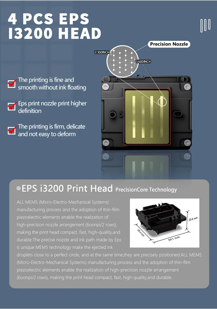 Audley 60 cm High Quality 4-Head Printer Speed EPS I3200 Digital T-Shirt Garment Machine New 1 Year Warranty A1 Plastic Film DTF