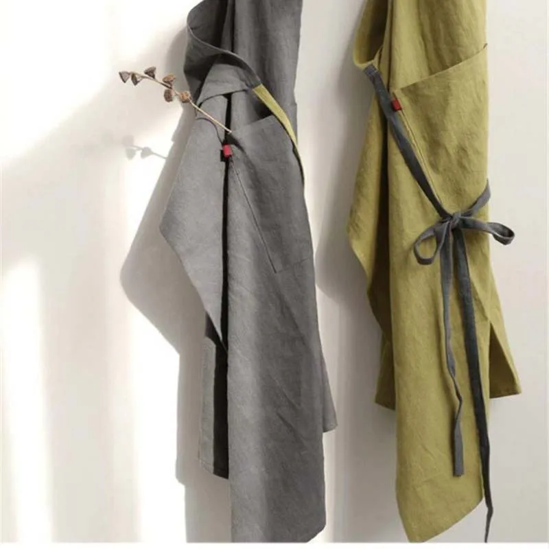 Nordic Simple Flower Shop Apron Cotton and Hemp Horticultural Coffee Shop Kitchen Cooking Apron Baking Restaurant Apron