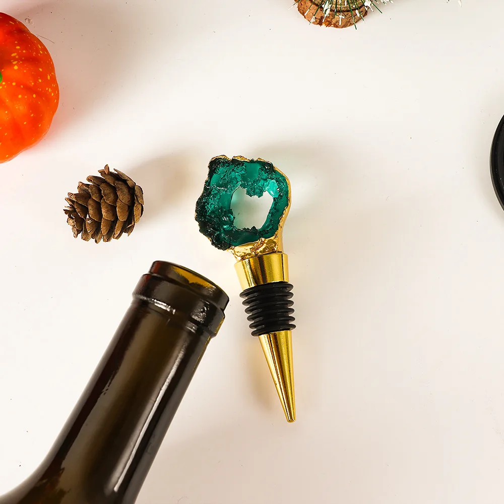New Creative Light Luxury Glass Wine Stopper Agate Fashion Color Crystal Hole Fashionable Wine