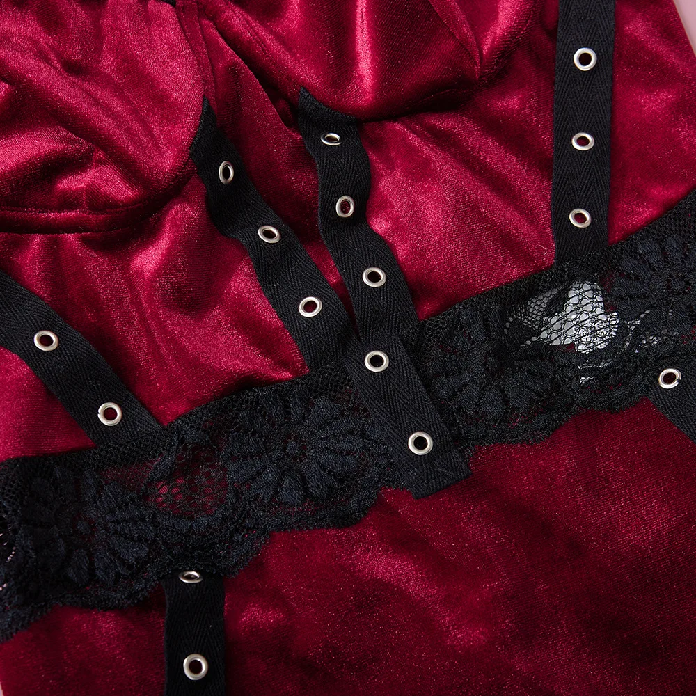 2023 Women sexy lace velvet one piece bodysuit teddy lingerie