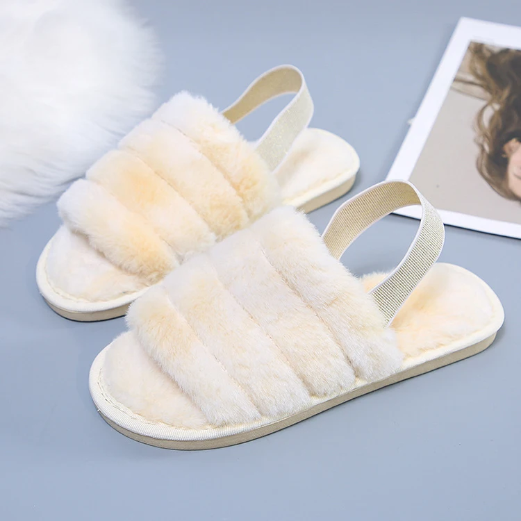  Высокое качество uggging на меху дизайнерские Fuzzy летные домашние ремень женские белые Тапочки с
