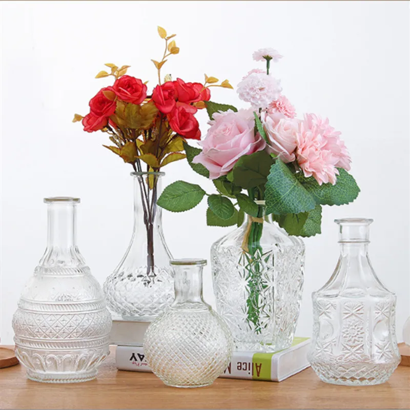 INS hot sale modern nordic home decor transparent glass vase creative cheap clear glass flower vases