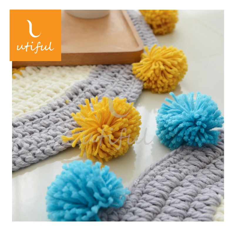 
New Developed Acrylic Round Handmade Knitted Cushion Cover For Sitting 