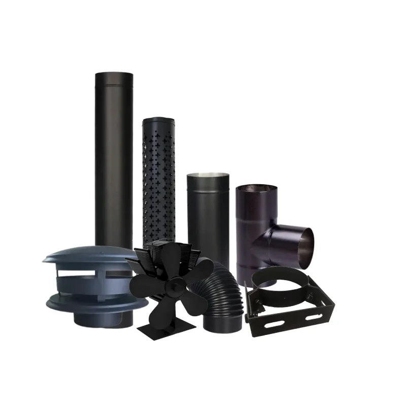 Wood Pellet Stove Spare Parts Stainless Carbon Steel Smoke Pipe Kit Chimney
