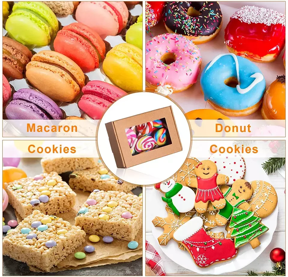 Cardboard Box Christmas Cookie Cupcake Pastry Shoe Box Doll Kraft Paper Bakery Gift Window Boxes Packaging With Clear Pvc Window