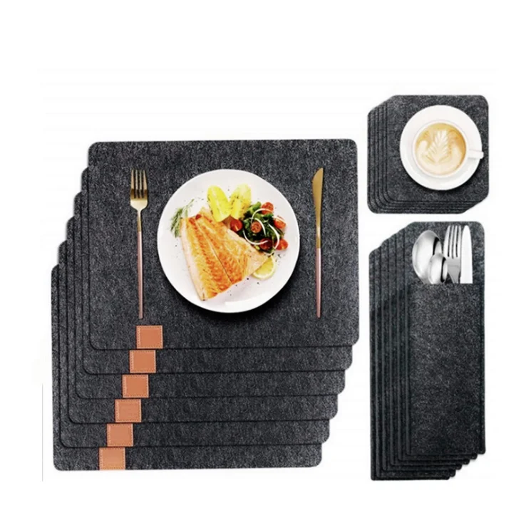 Premium Felt Placemat Non-Slip Washable Felt Place Mats Heat-Resistant Table Mat Felt Mat