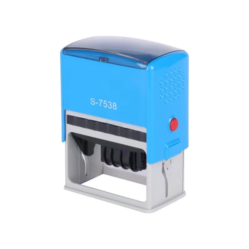 Custom large imprint shape  75*38mm two color ink pad date office use self inking rubber date stamp.