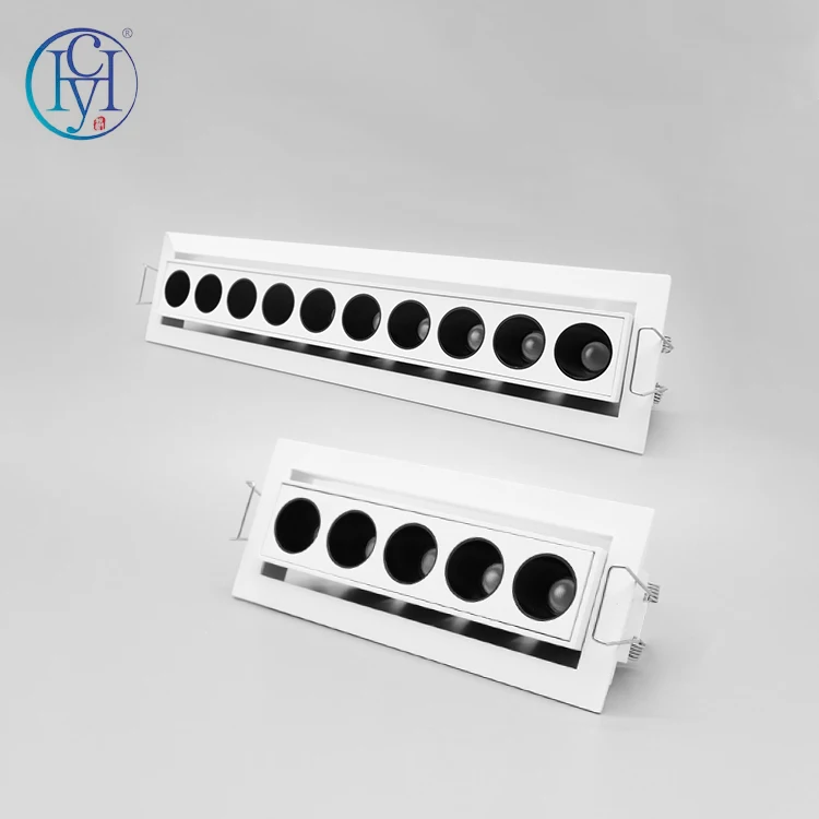 Indoor Office Small 15w 25w Aluminum Embedded Adjustable Linear Led Grille Lamp