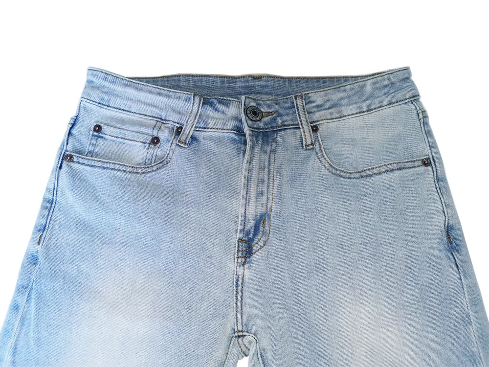 Custom Men Jeans Hip Hop Biker Causal Cotton Distress Jean Light Wash Blue Plus Size Jeans For Men