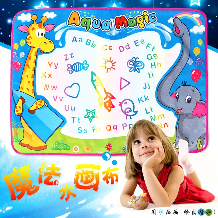 80*60cm Children Kids Toys Non-Toxic Drawing Water Doodle Mat Bring Magic Pens Painting Writing Color Magic Drawing Pad Toy