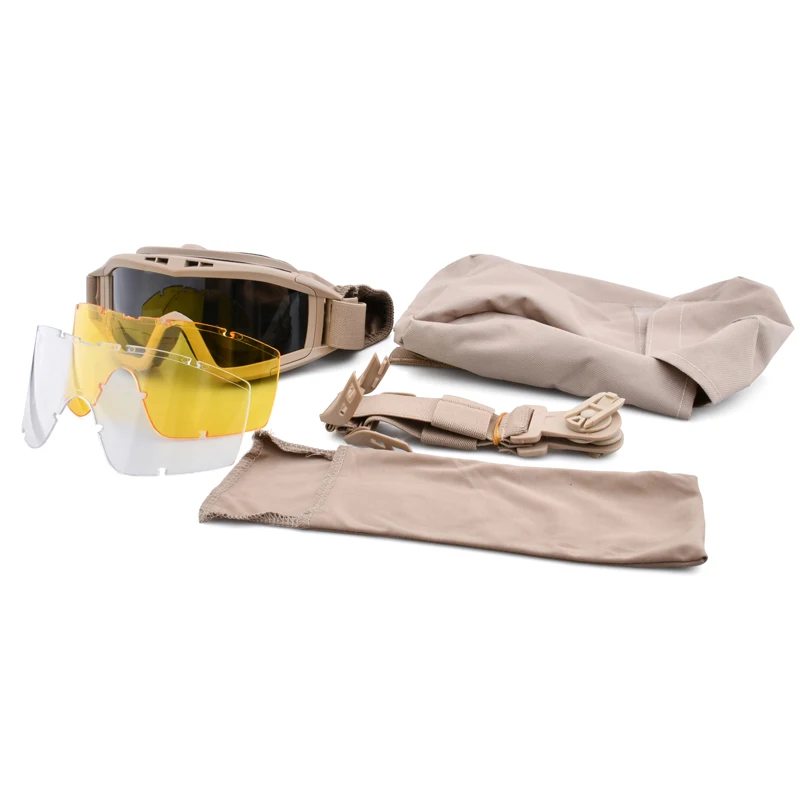 High Quality Tactical Goggles Shooting Sunglasses 3 Lens  Paintball Motorcycle Windproof CS game Glasses