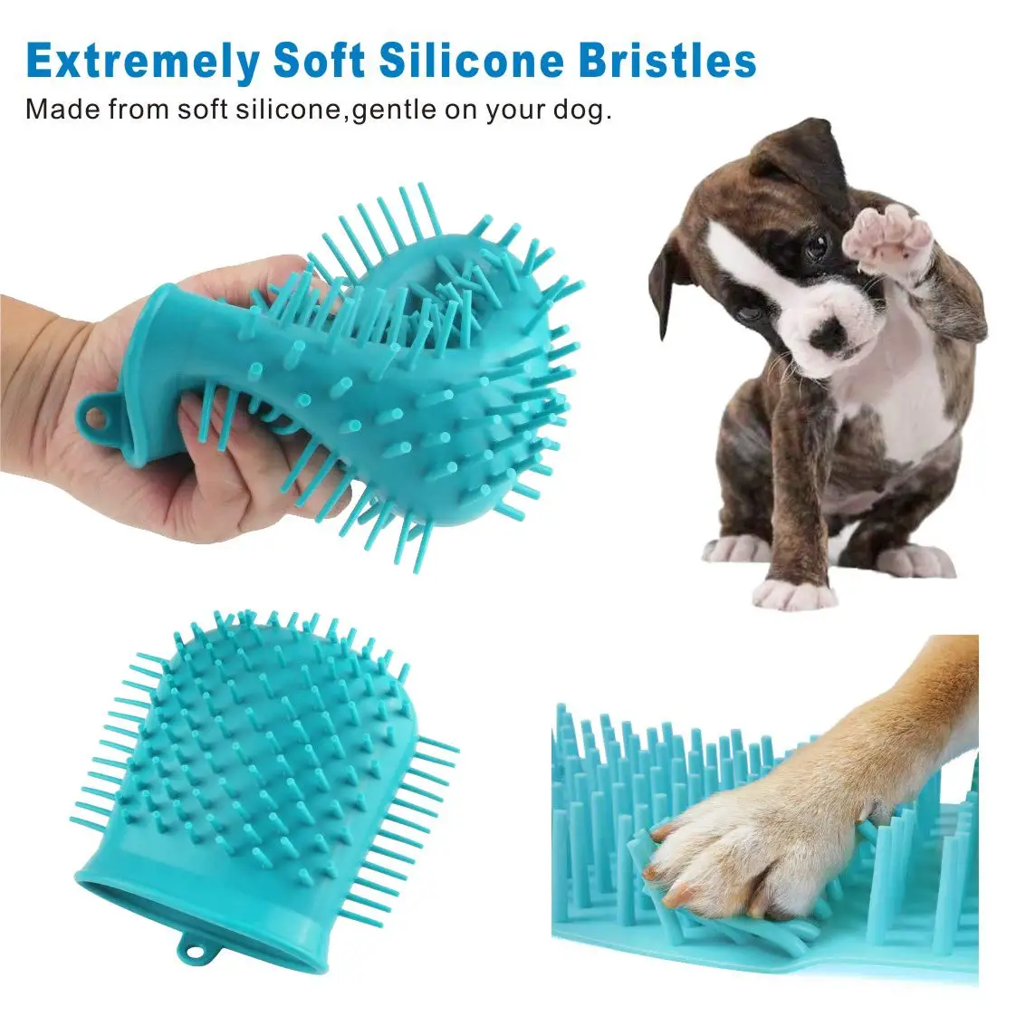Blue Green Dog Paw Cleaner Cup Bathing Brush 2 In 1 Portable Pet Foot Cleaner Silicone Grooming Paw Washer For Medium Large