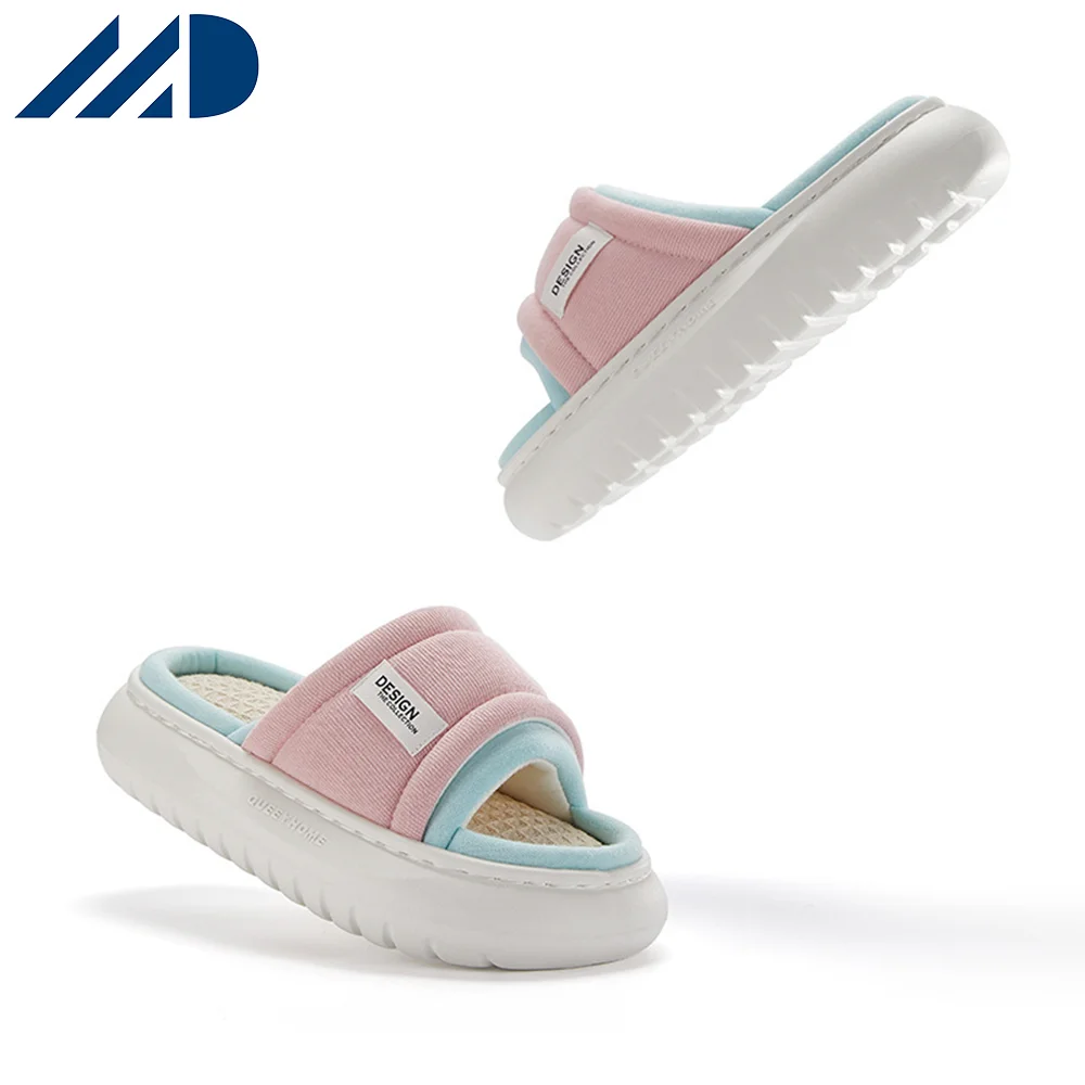2023 New Thick Bottom Non-Slip Couple Casual Shoes Latex Linen Home Open Toe Slides Slippers Unisex