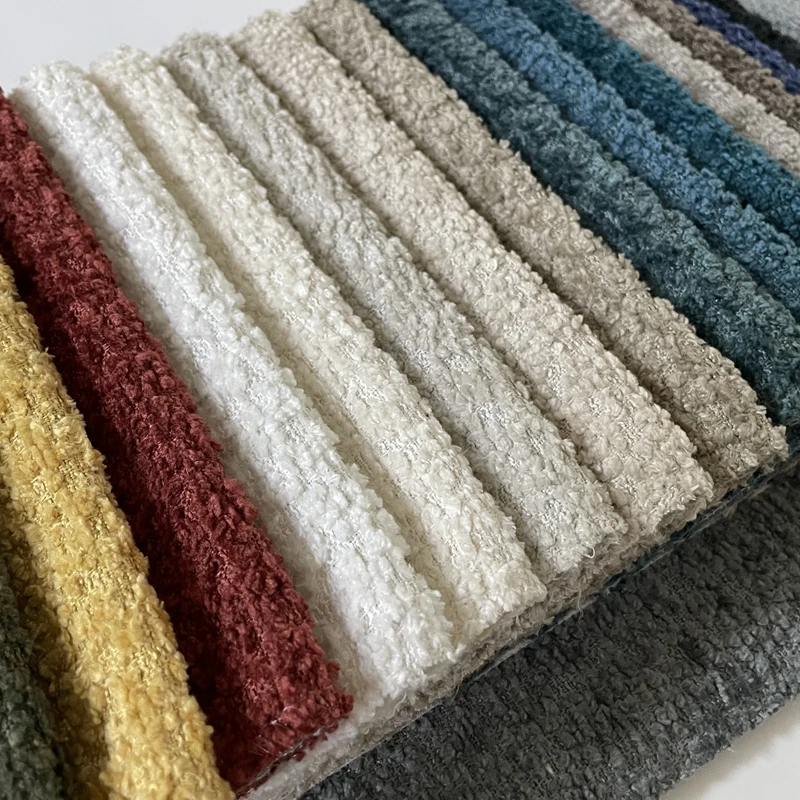 Free Sample Lamb Wool Look Heavyweight Super Soft Plush Boucle Sofa Fabric For sofas and Furniture Textile