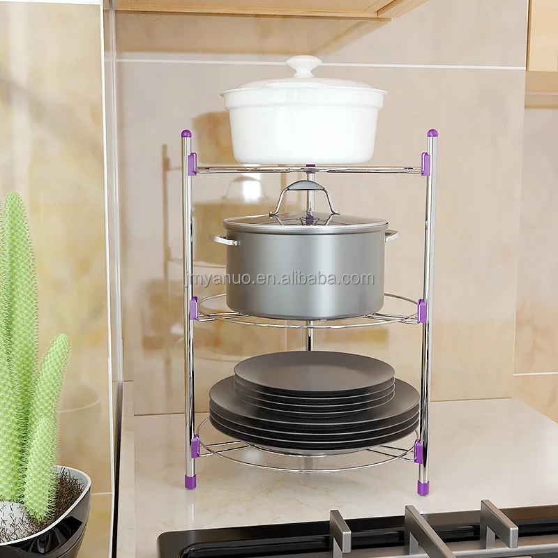Expandable Kitchen Hotel Adjustable Expand Storage Metal Fry Pan And Pot Lid Cover Organizer Holder Rack
