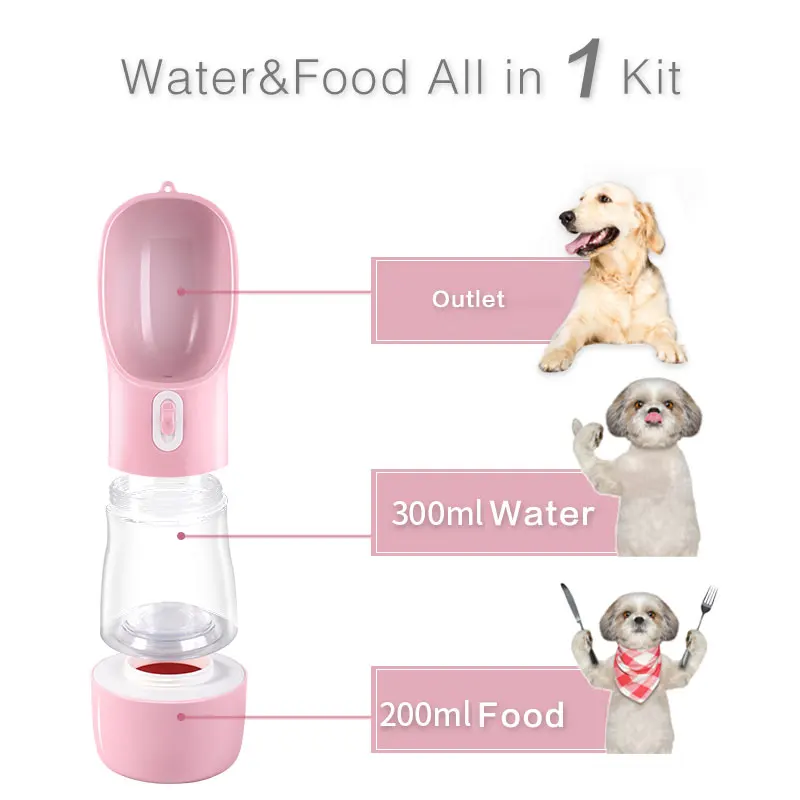 
2019 Pet Food Feeder portable dog travel bowl and water bottle 