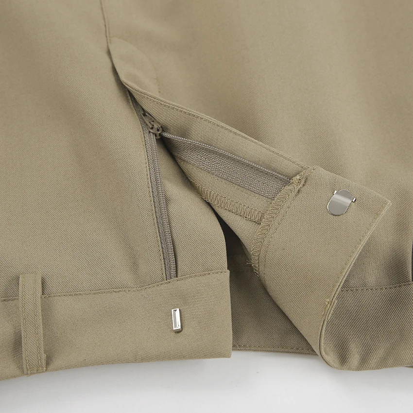 OOTN Spring Women Slit Long Skirts Chic Women 2024 Elegant Office Lady Slim Straight Skirts Fashion Patchwork Khaki Skirts