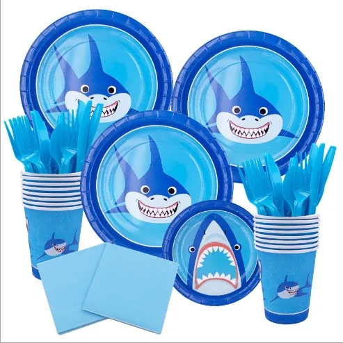 New Amazon Shark PARTY birthday PARTY decorations disposable paper plates paper cups