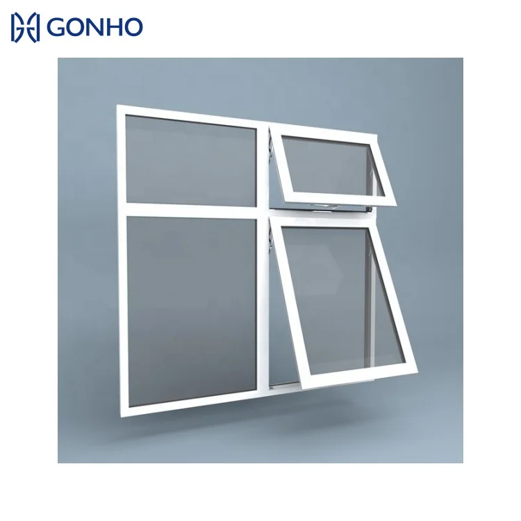 GONHO Customized Bulletproof Army Green Color Customized Double Tempered Glass Euro Design Awning WIndow With Fixed Panel