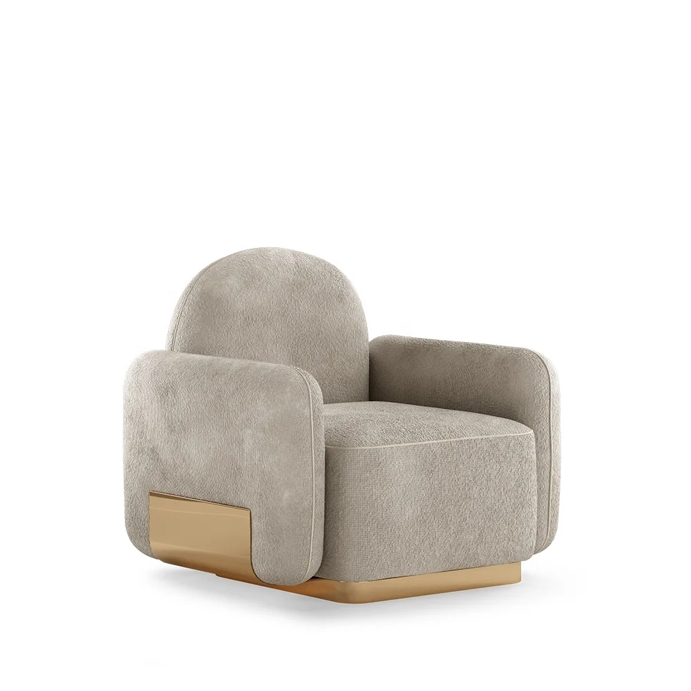 
Gold Shiny Stainless Steel Fashion Modern Fabric Sofa One Seat 