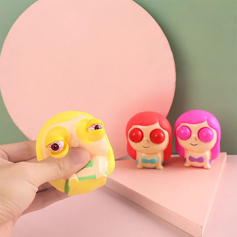 Best Selling Cartoon Dog Rabbit Doll Decompression Squeeze Toys Silicone Doll Pinch Relieve Stress Popping Eye Toys