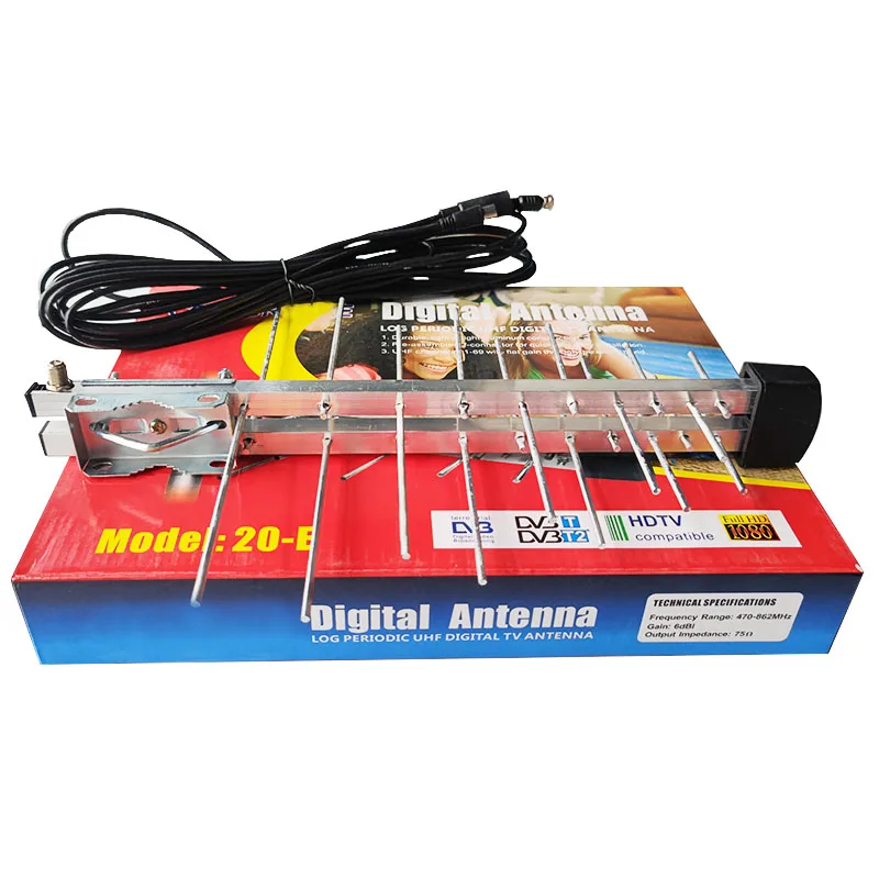 Цифровой ddtv DVB-T/T2 174-230/470-862 (мГц) 20E Yagi антенна сильнейшие сигналы заземления