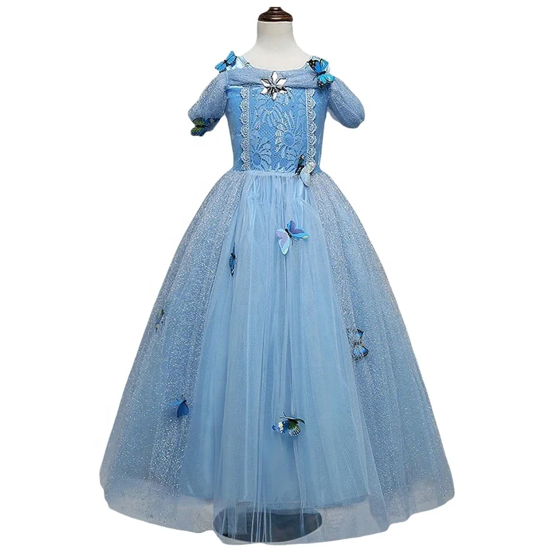 Hot Selling Designer Luminous Princess Elsa Butterfly Movie Costume Halloween Cosplay Dress for Children Baby Girls Party Dress