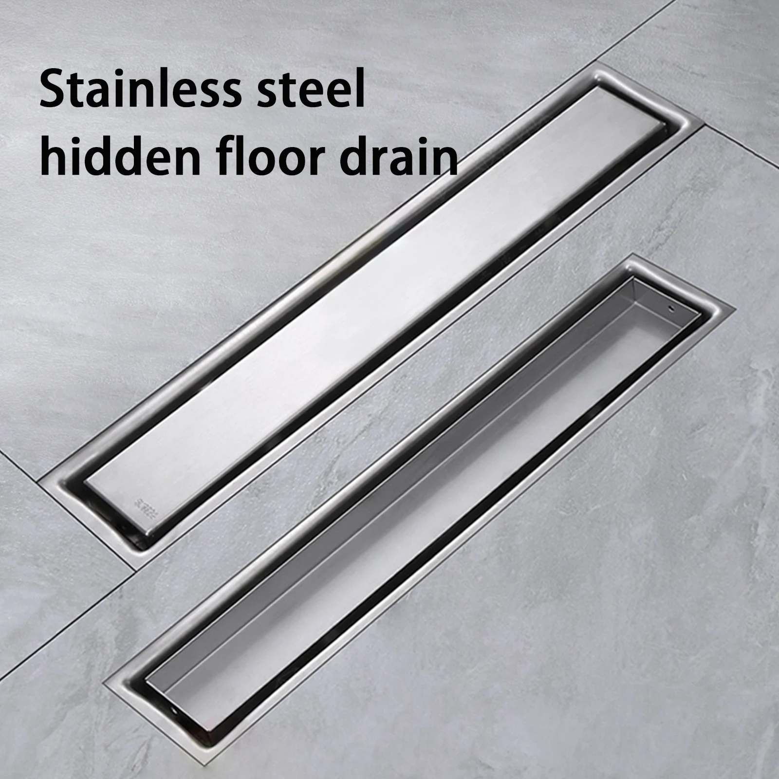 60cm long invisible floor drain 304 stainless steel hidden floor drain with plastic translation
