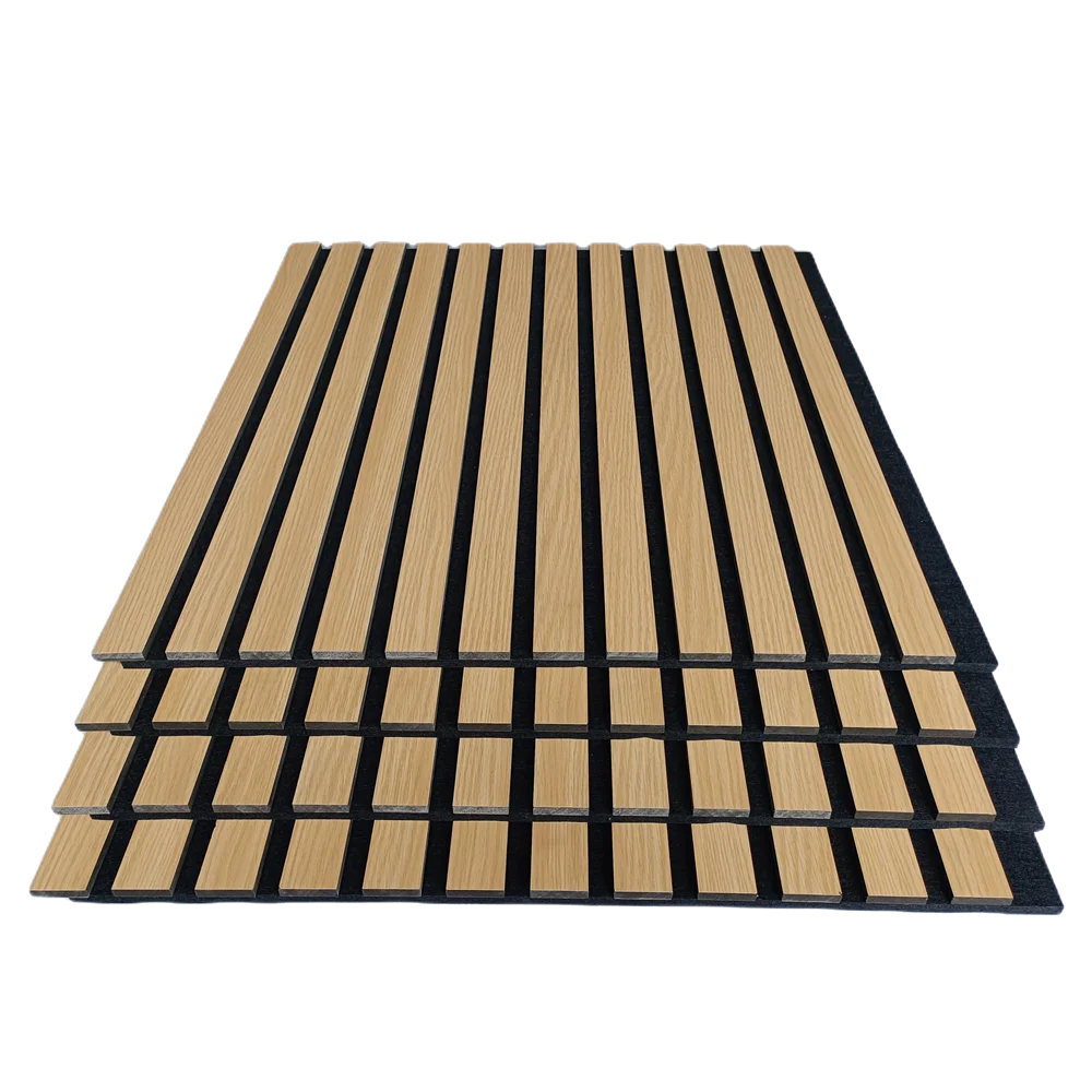 600mm x 600mm Wood Slatted Wall Acoustic Panels wood oak grey felt For Interior home and office Decoration and sound insulation