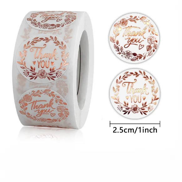 1-Inch Waterproof Kraft Paper Roll Sticker Customizable Color Logo Label Thank You Promotional Stickers