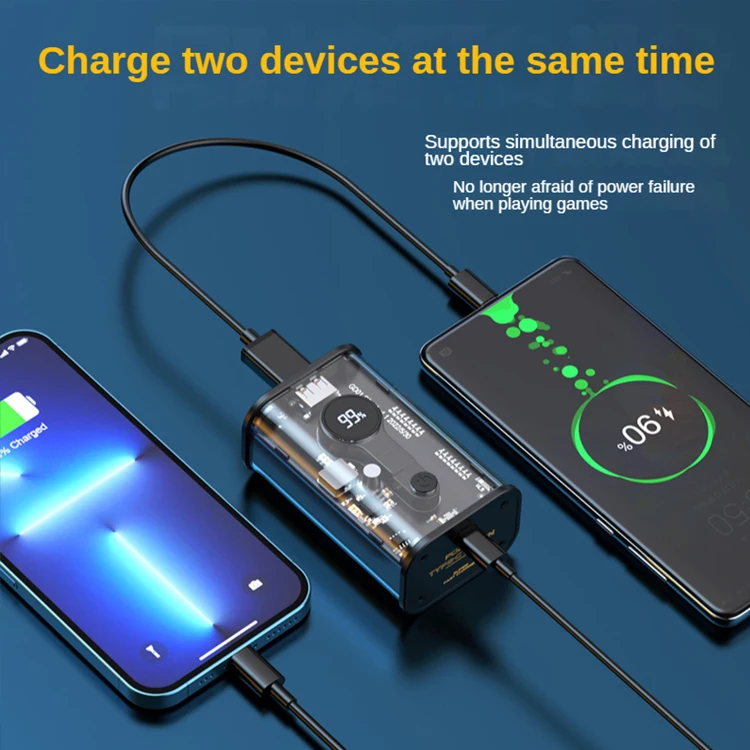 FRS New Product Transparent Digital Display Power Banks Fast Charging 10000mah Power Bank