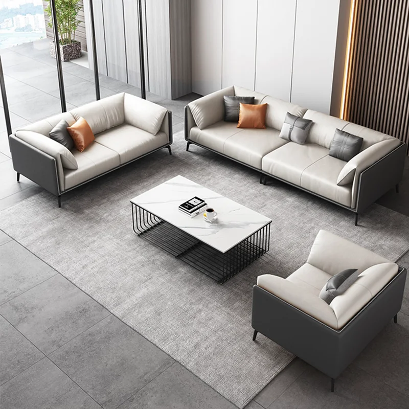 PU Leather Living Room Furniture Sofa Sofa Set Furniture Top Quality Fabric BSF26 Modern Executive Office European Style 3 Years