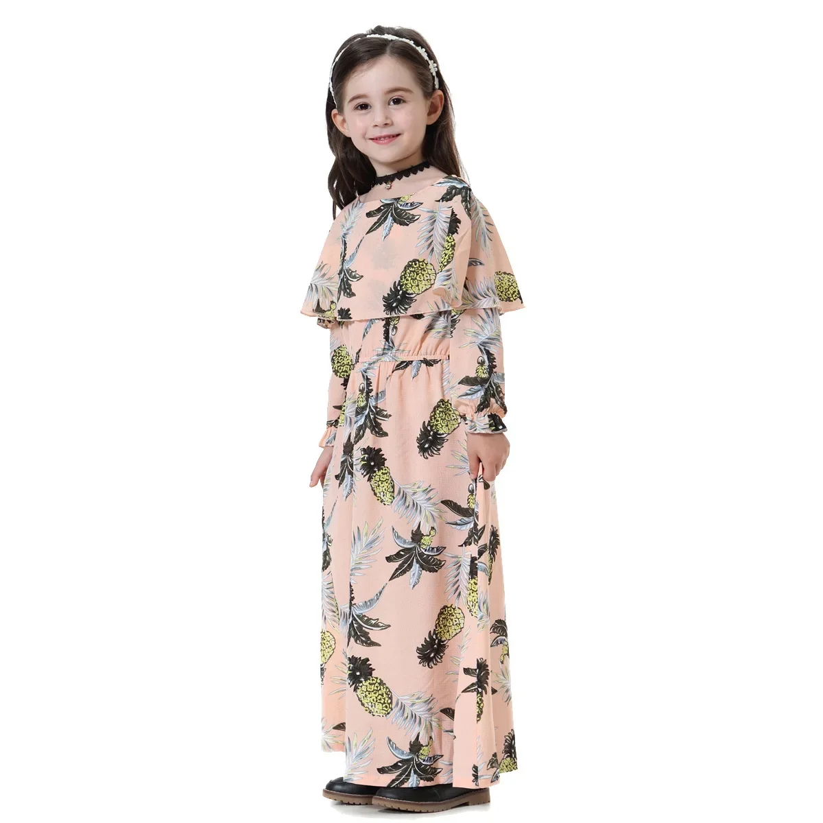 2024 Ramadan National Costumes Hot Sale Muslim Children Clothing Malaysia Girls Printed Long Skirt Dresses