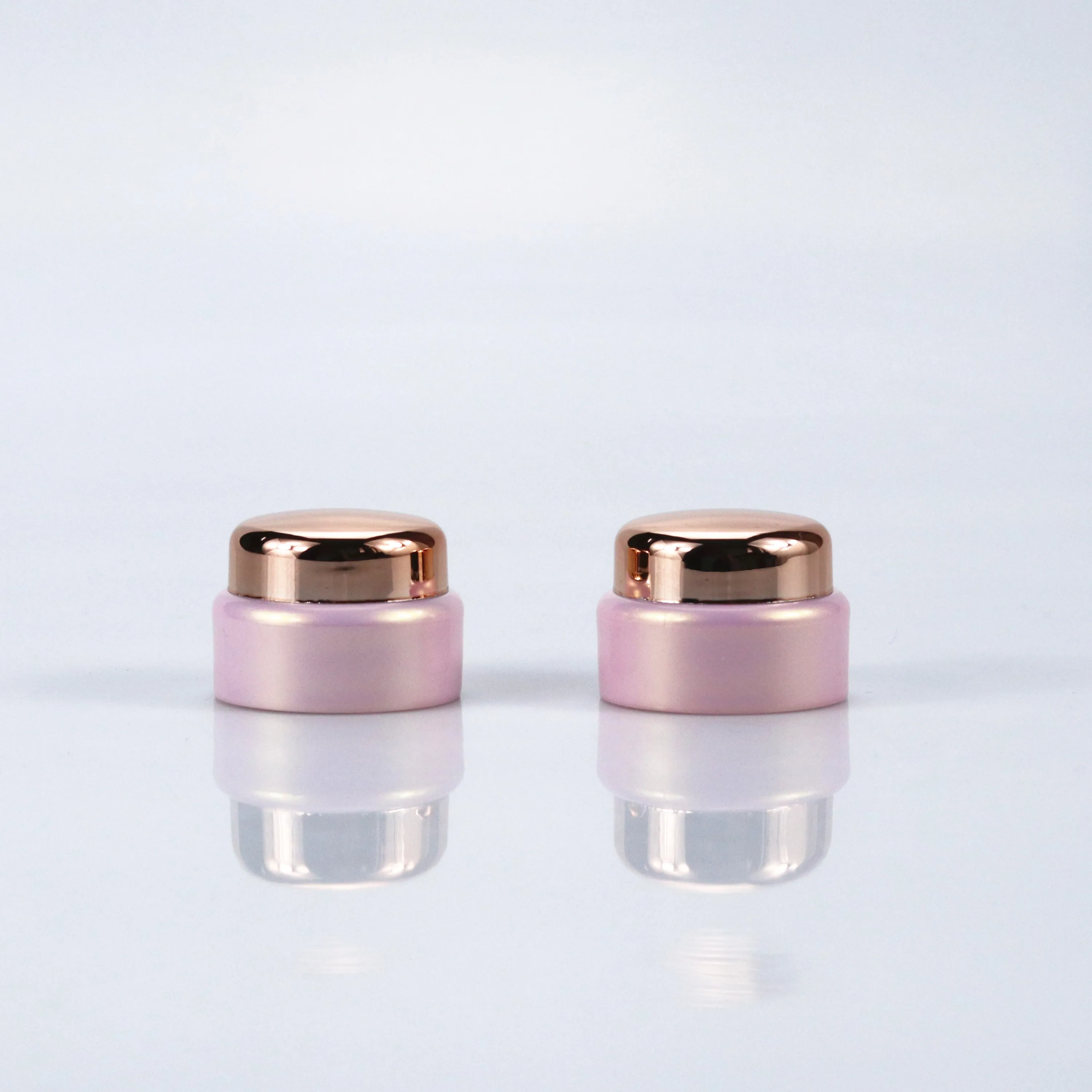 5g pink small plastic round nail polish pot jar sample cream jar with rose gold lid