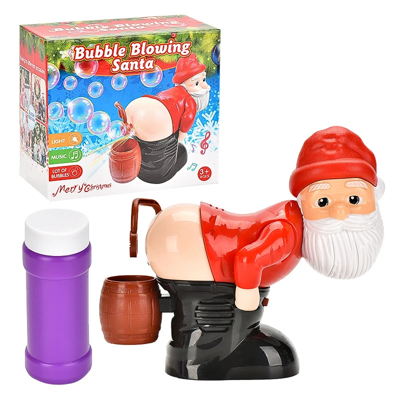 Christmas Bubble Machine With Light And Music Handheld Santa Claus Bubble Maker Machine