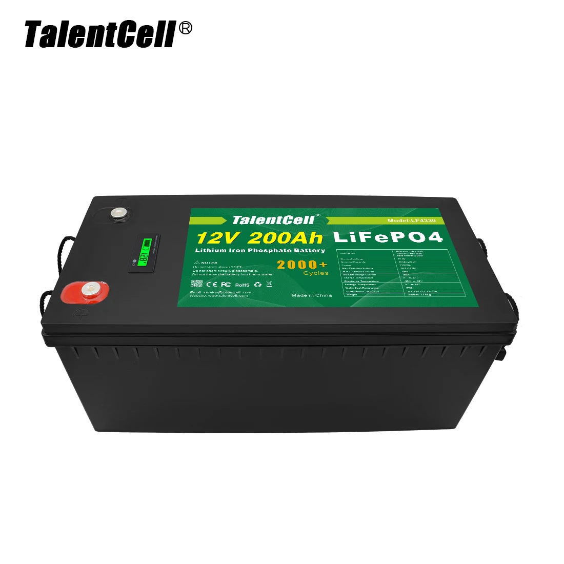TalentCell перезаряжаемый глубокого цикла LiFePO4 BMS 36V 24V 12V 100Ah 300Ah 200Ah литиевый аккумулятор с ЖК-дисплеем