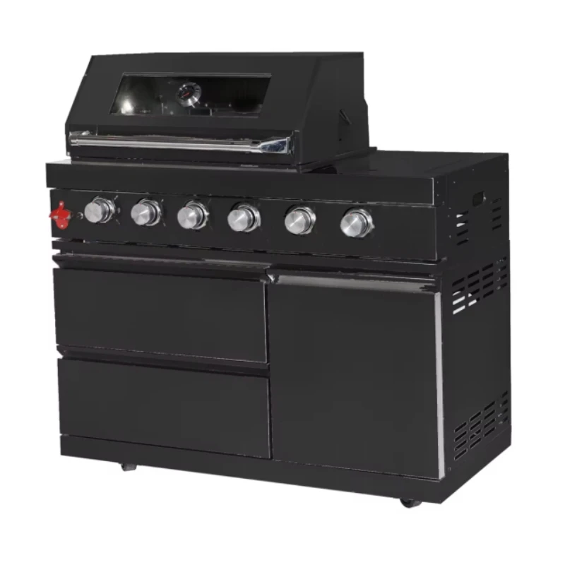 Professional 6 Burner Built In Gas Cooker With Oven And Grill For Restaurant Barbeque Outdoor Natural Gas Chicken Grills Machine