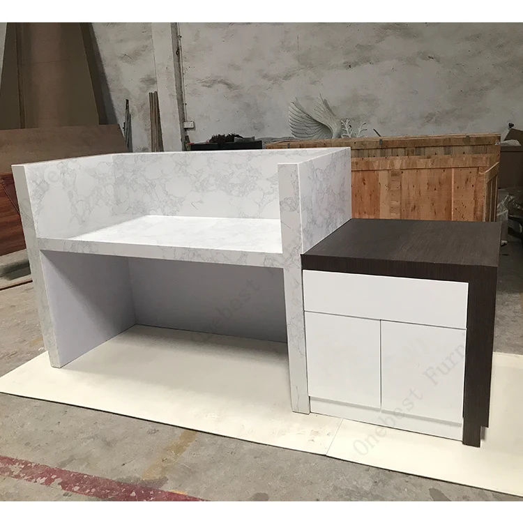 Modern Acrylic Wood Hotel Restaurant Nail Salon Clinic Standing Reception Desk Cashier Counter