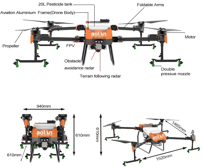 20l 20kg Payload Agriculture Fumigation Drone Agricultural Electric Sprayer Drone agriculture sprayer manufacturer