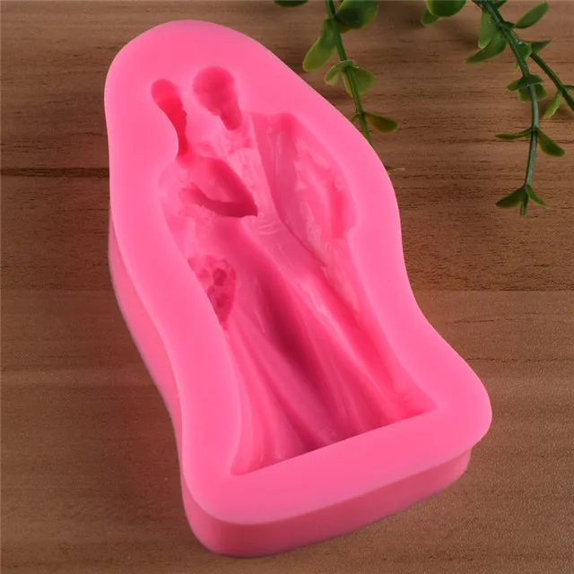 Wedding Couple Lovers Cake Decoration Mold Bride and Groom Fondant Silicone Mold Aromatherapy Plaster Mold