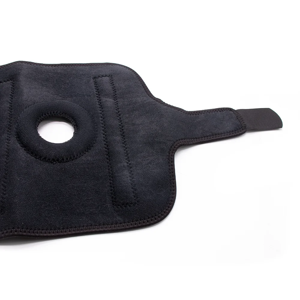 Black breathable adjustable neoprene sports open patella knee brace