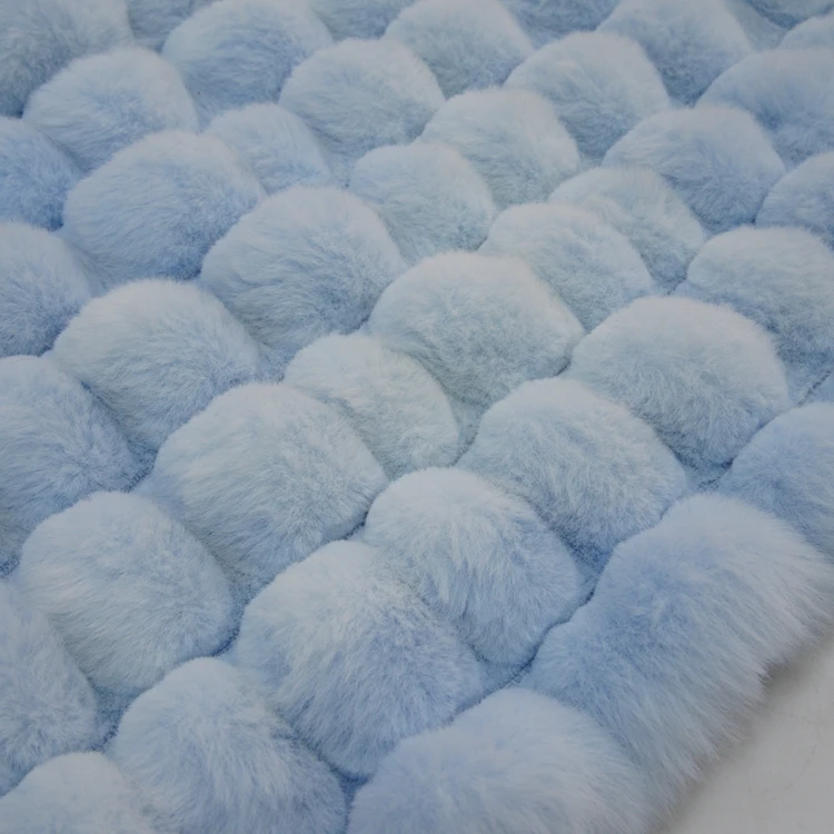 Tie Dyed Solid Color  Pompom Stretch Fleece Plush 100 Polyester Spandex Faux Rabbit Fur Fabric