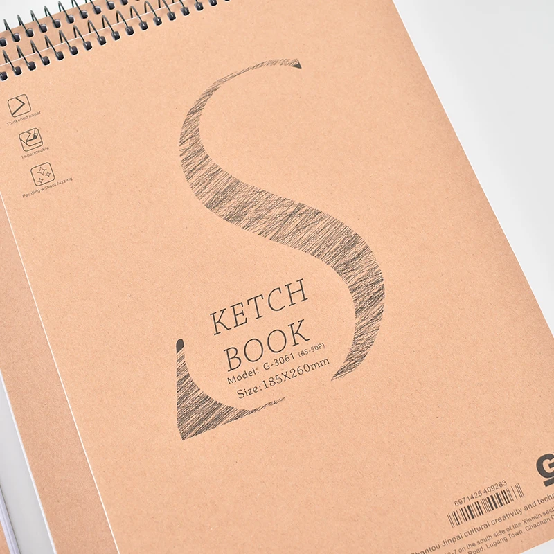 B5 Sketchbook for Art Students Special Coiled Blank Watercolor Lead Hand Drawing Spiral Binding Printed Logo for Pencil Painting