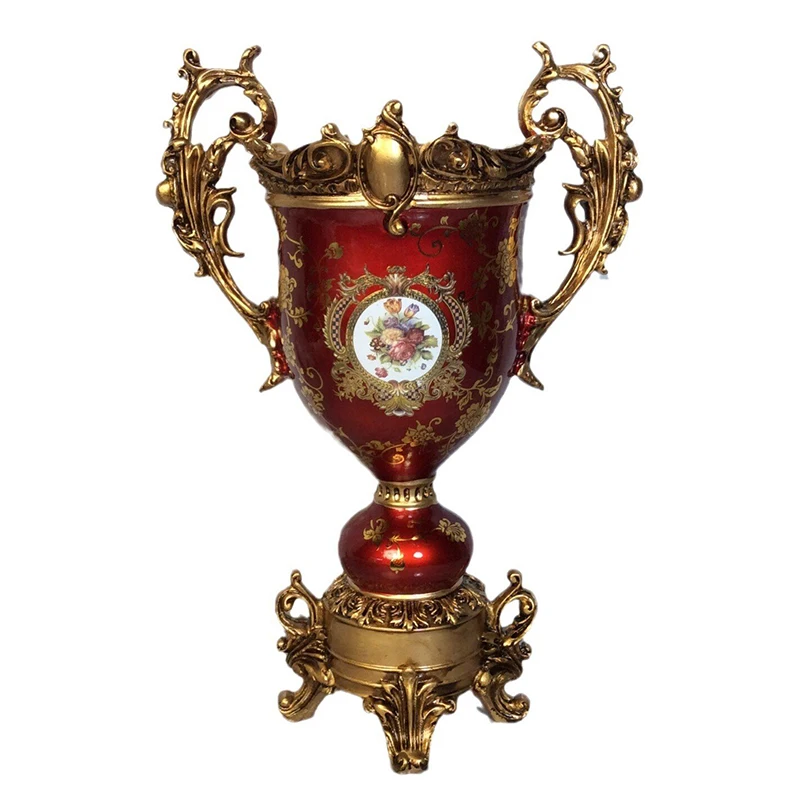 Classic antique European style resin artwork decorated Champion jar Home decor Trophy vase