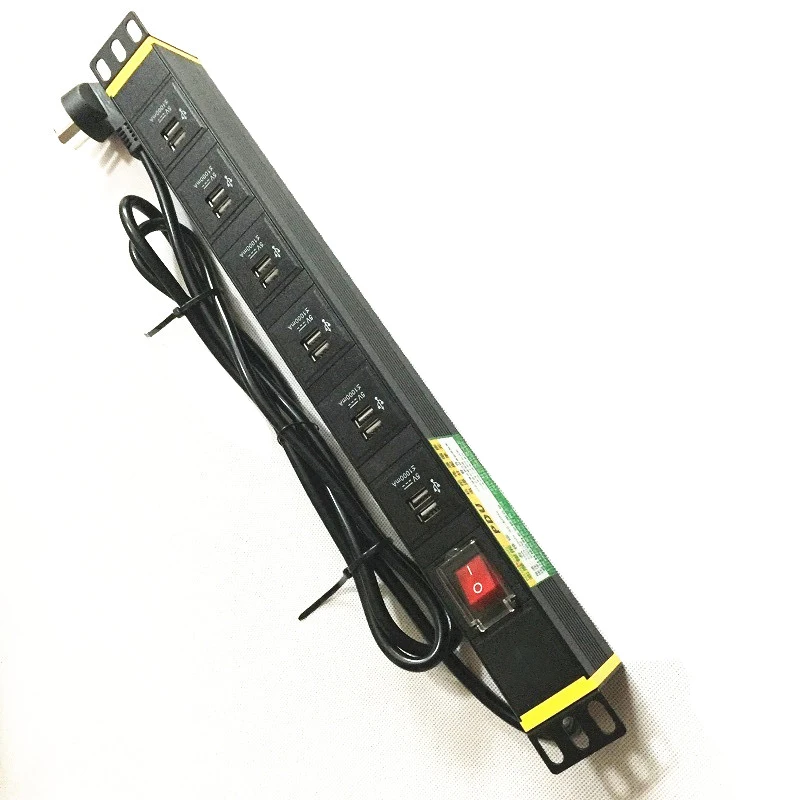 High quality 19 inch 1U 2.1A 5V Rack Mount 12 Ways Power Distribution Unit DC USB PDU