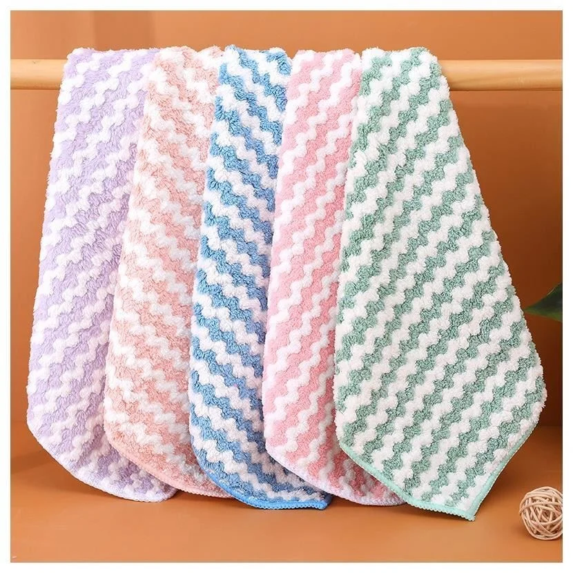 Kitchen Wiping Rags Coral Velvet Dish Towel Double-Sided Thickening Absorbent Dish Towel Oil Absorb Cloth